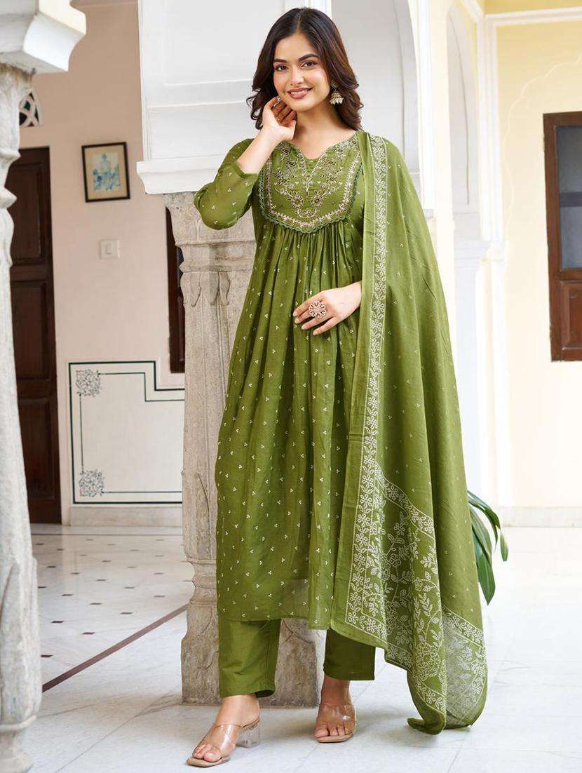 women three quarter sleeve kurta pant with dupatta set - 21961641 -  Standard Image - 2