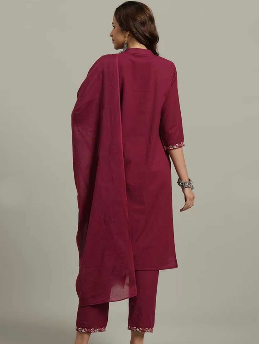 women three quarter sleeve kurta pant with dupatta set - 21961647 -  Standard Image - 2