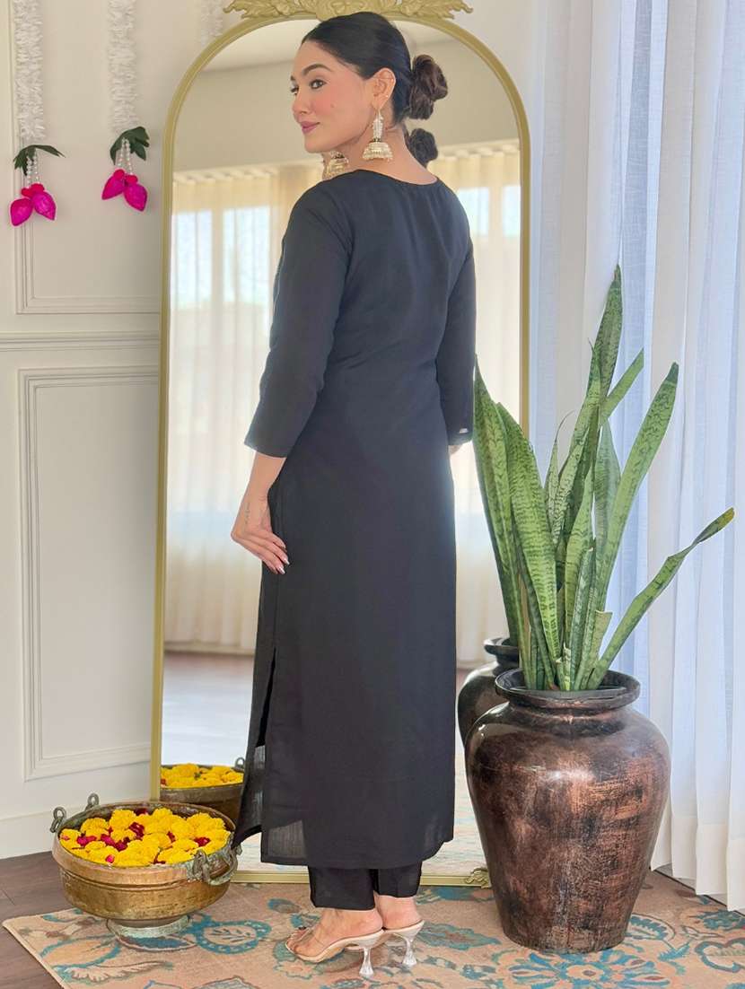 women three quarter sleeve kurta pant with dupatta set - 21961656 -  Standard Image - 2