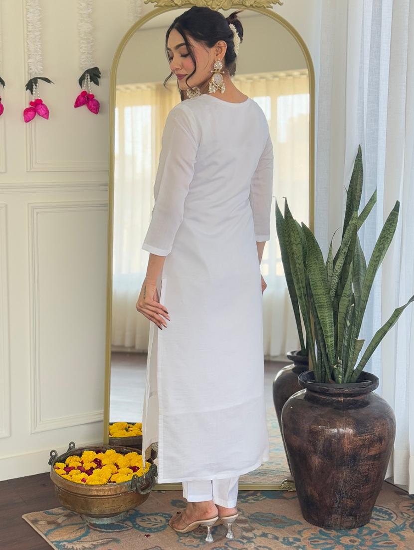 women three quarter sleeve kurta pant with dupatta set - 21961657 - Standard Image - 2