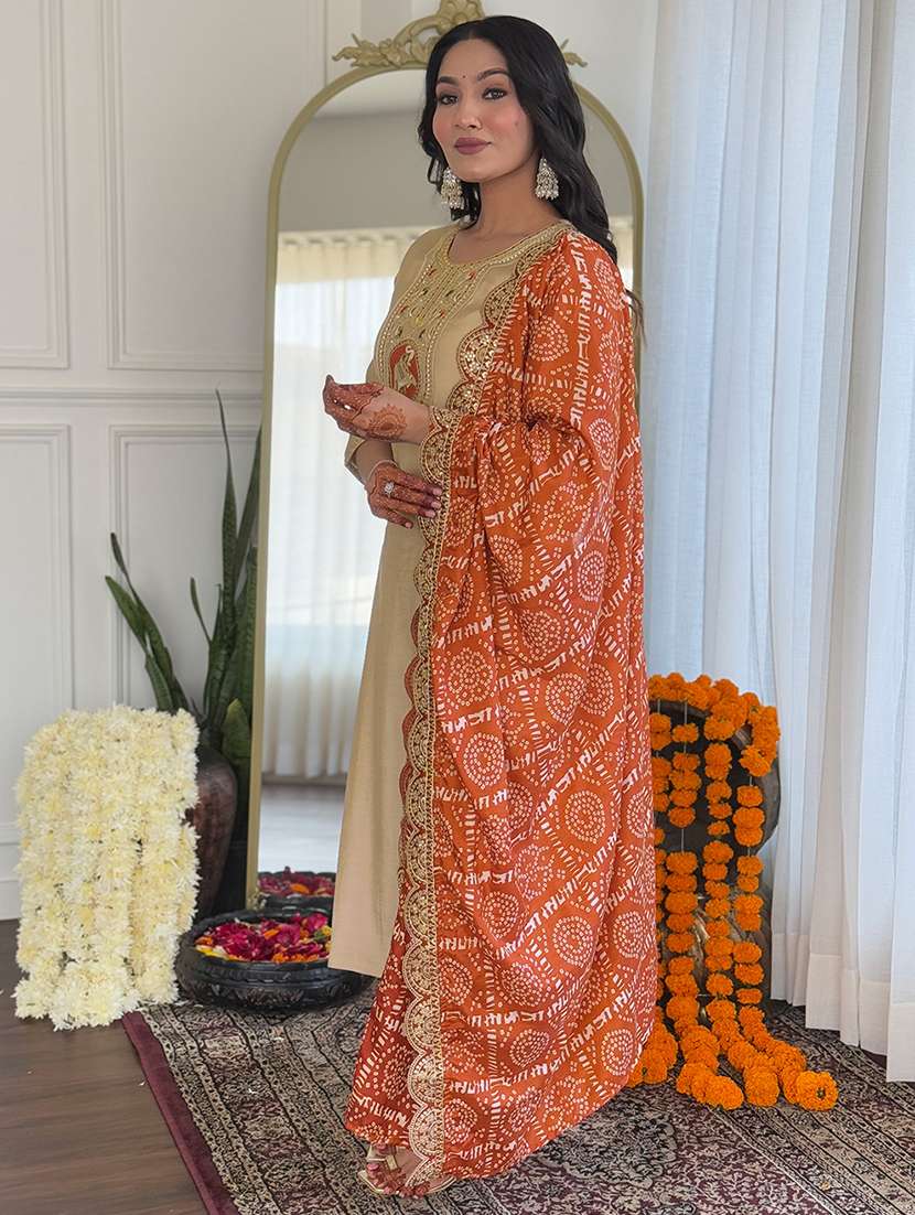 women three quarter sleeve kurta pant with dupatta set - 21961668 - Standard Image - 2
