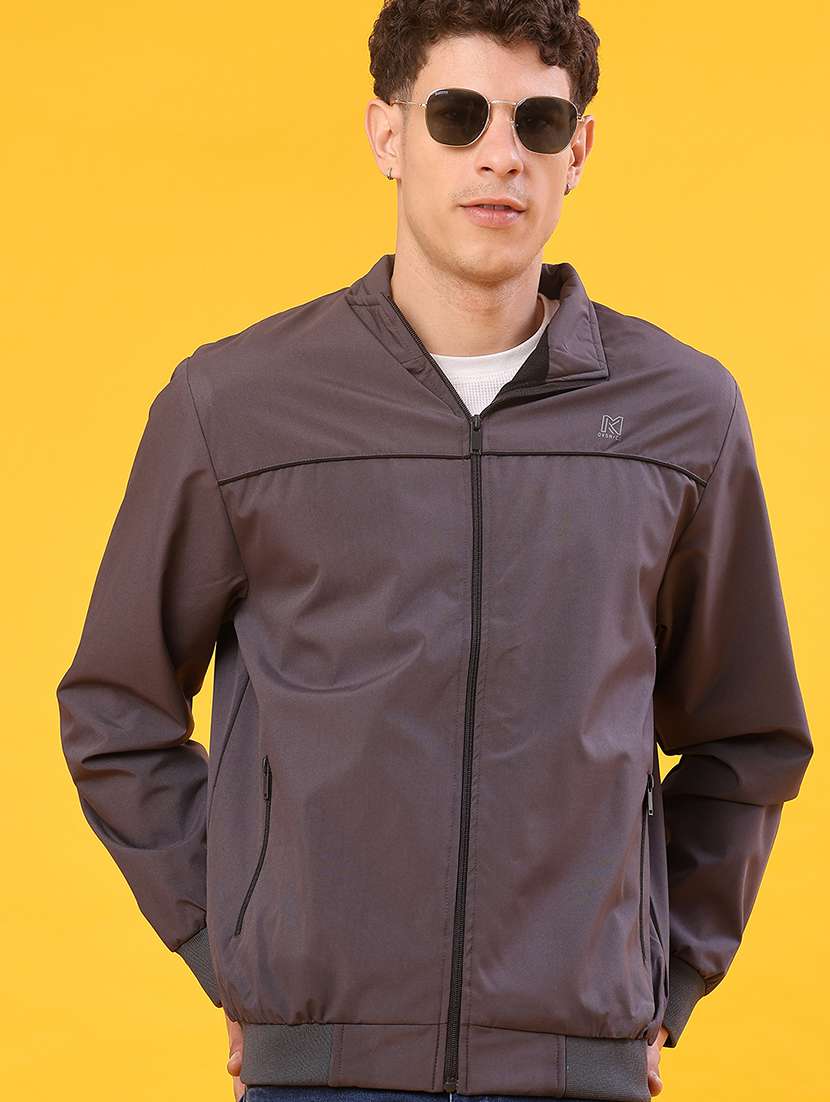 men solid long sleeve regualr fit casual jacket