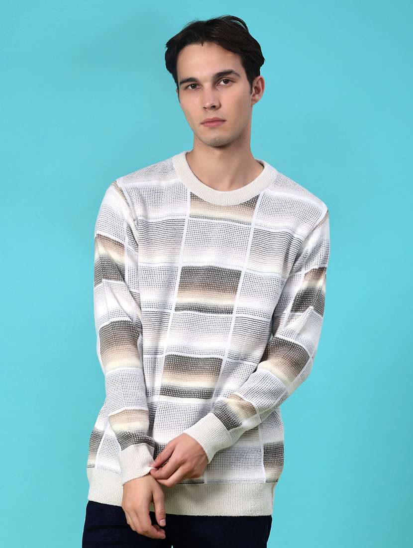 men self design long sleeve regular fit pullover - 21961838 - Standard Image - 2