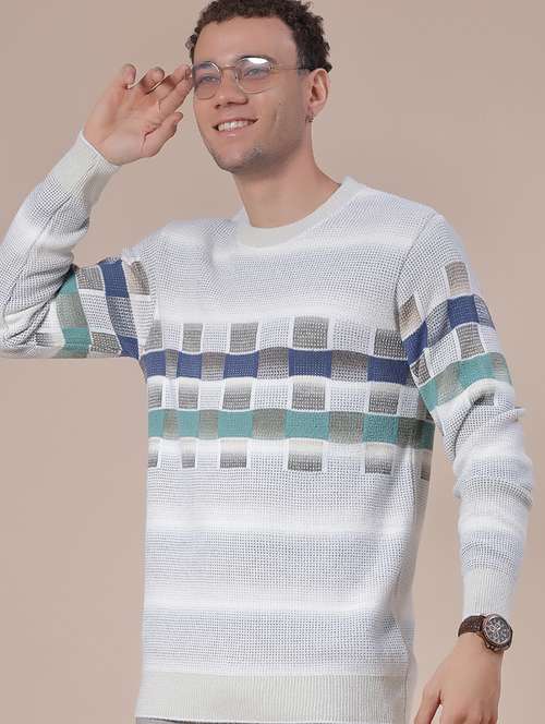 men geometric long sleeve regular fit pullover - 21961839 -  Standard Image - 0