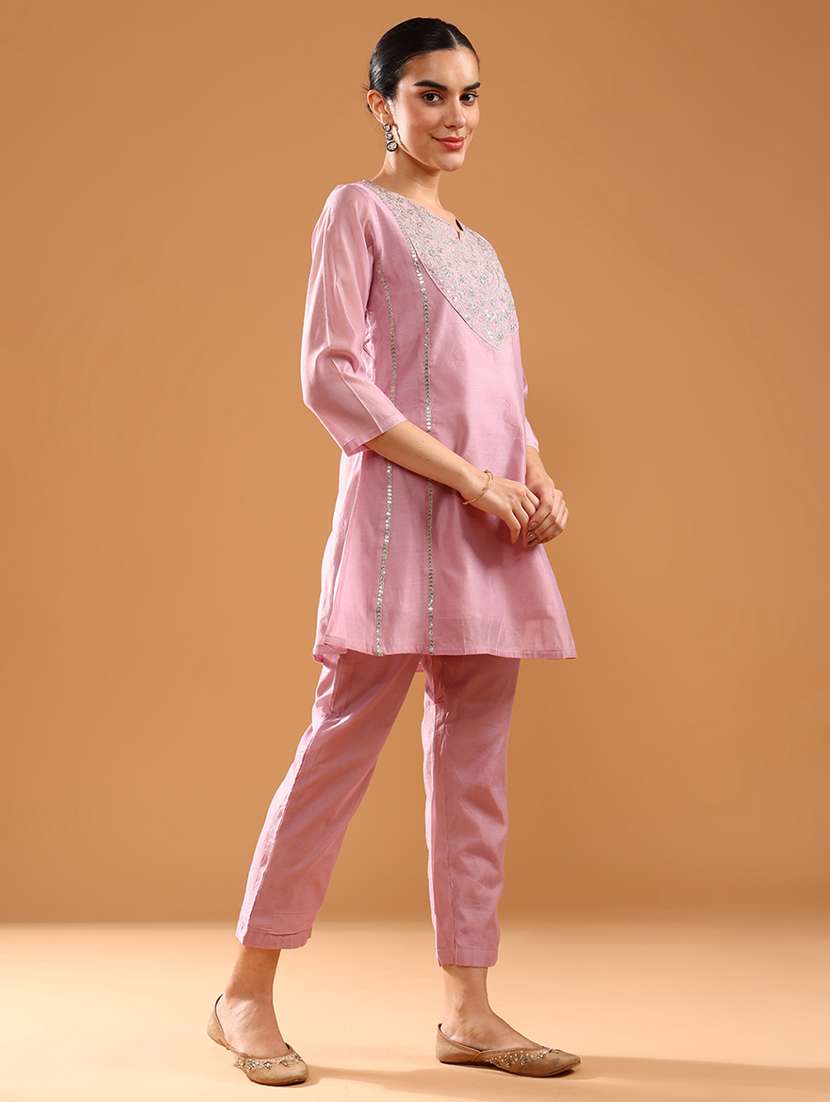 women solid with work three quarter sleeve ethnic co-ord set - 21961845 -  Standard Image - 2