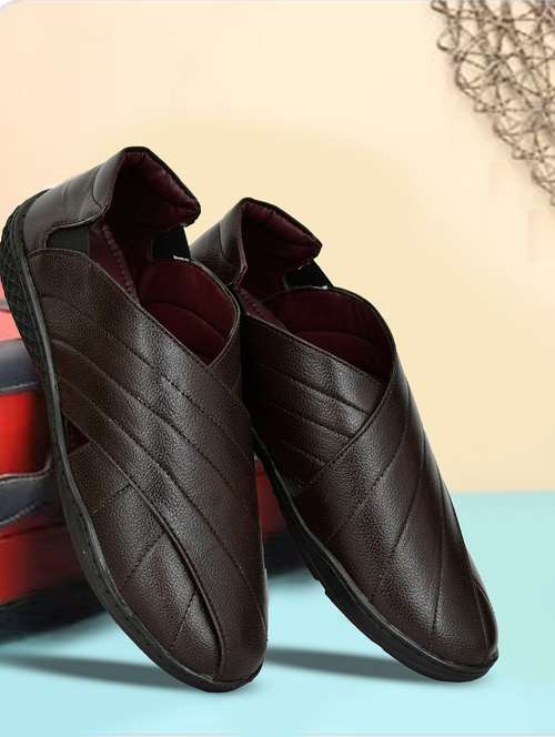 men brown slip on sandal