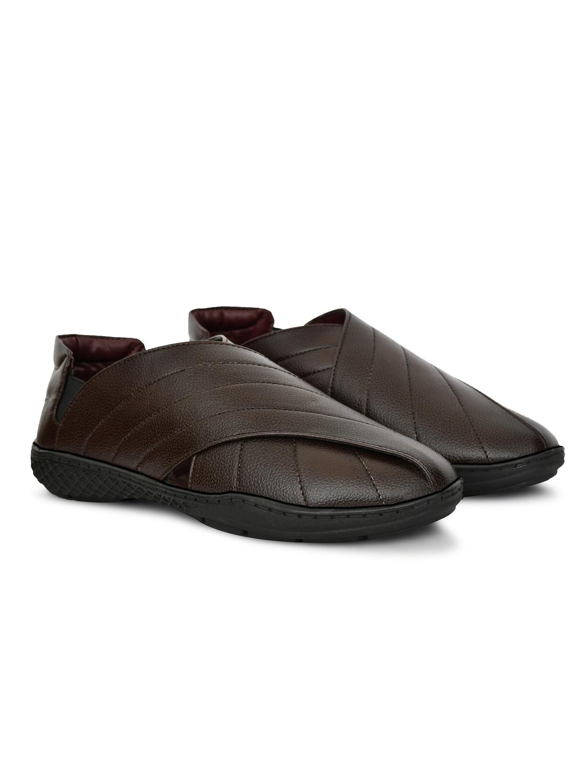 men brown slip on sandal - 21961895 - Standard Image - 2