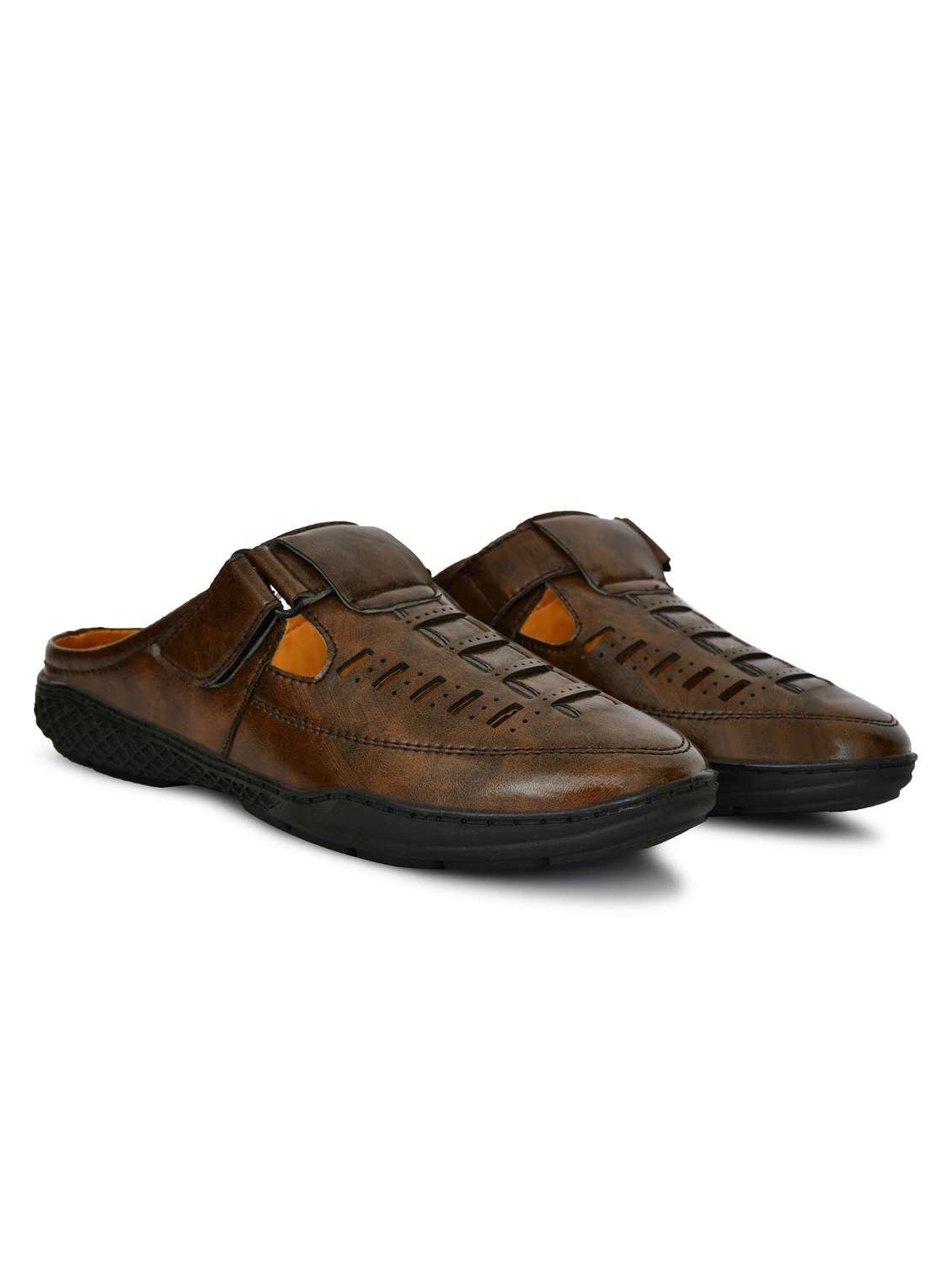 men brown slip on sandal - 21961897 - Standard Image - 2