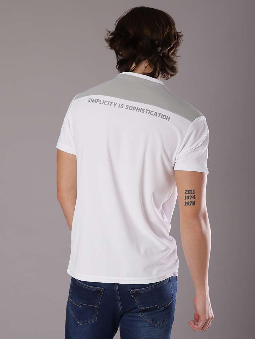 men front & back print round neck slim fit t-shirt - 21961949 -  Standard Image - 2