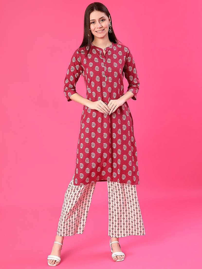 women printed kurta and palazzo set