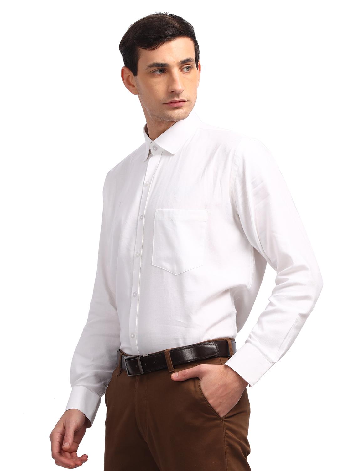 men white solid collared long sleeve shirt - 21962004 - Standard Image - 2
