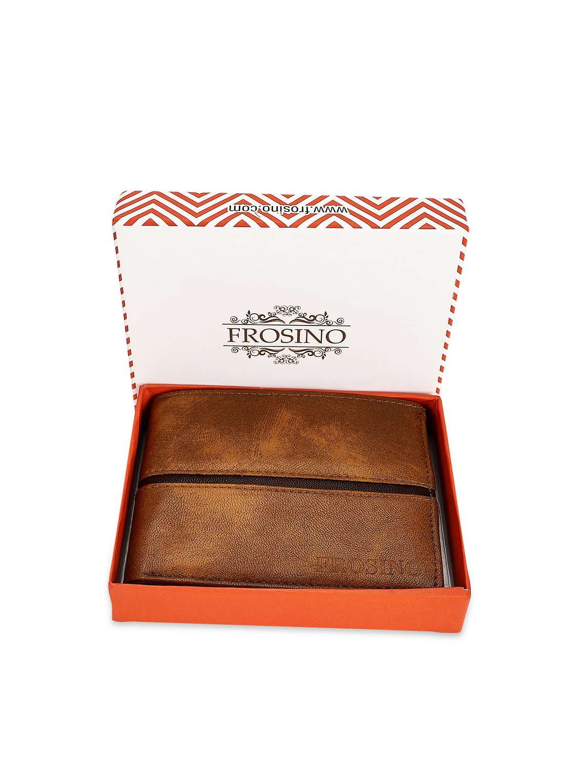 men tan striped leatherette wallet
