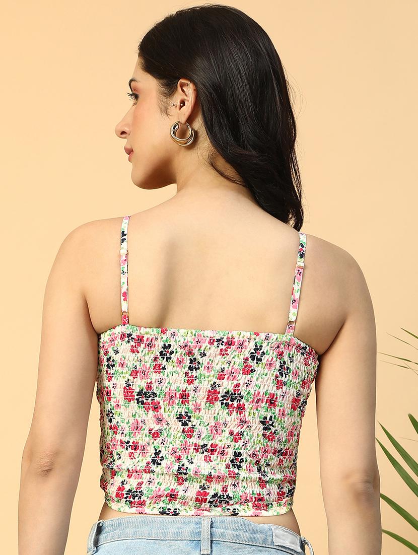 women floral print shoulder strap crop top - 21962017 - Standard Image - 2
