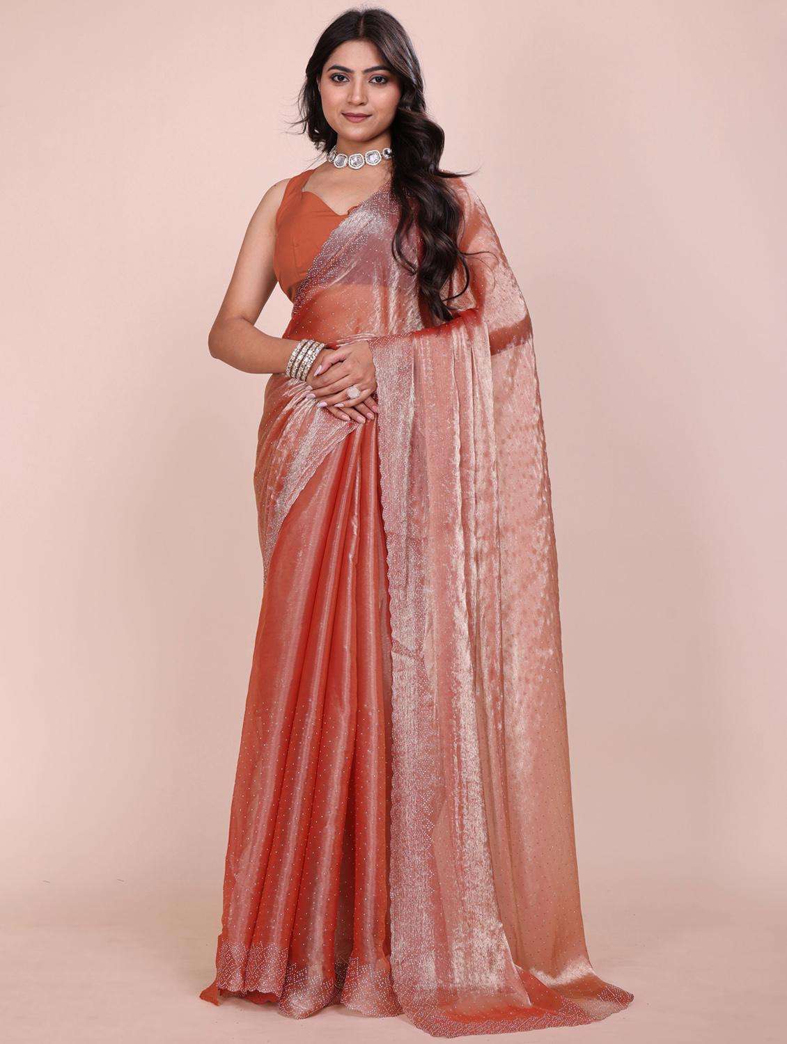 women solid with work embellished saree with blouse - 21962041 -  Standard Image - 2