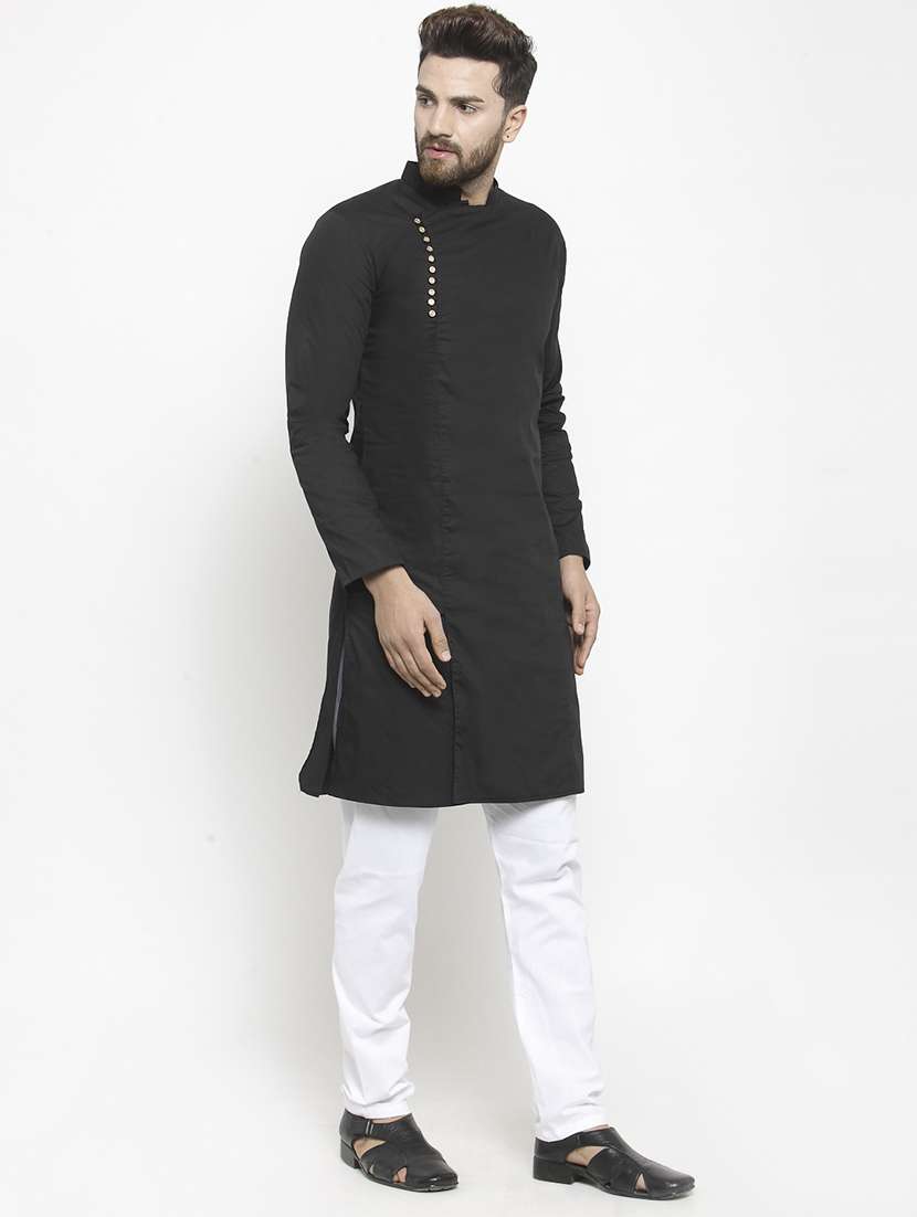 men solid mandarin neck long kurta - 21962068 - Standard Image - 2