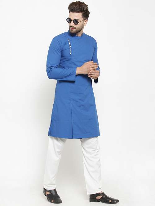 men solid mandarin neck long kurta - 21962070 - Standard Image - 0