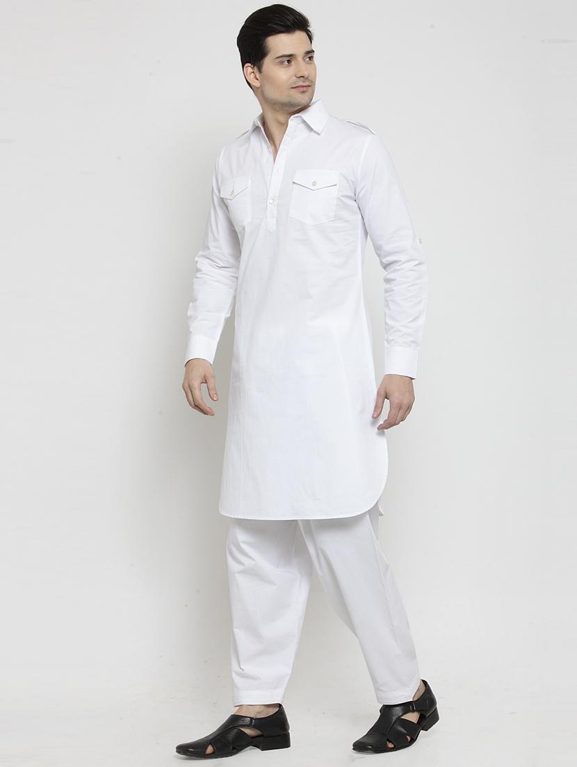 men solid long sleeve pathani kurta - 21962073 - Standard Image - 2