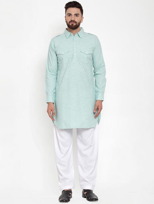 men solid long sleeve pathani kurta - 21962074 - Standard Image - 0