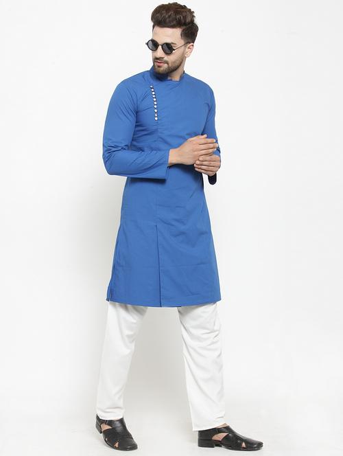 men solid mandarin neck long kurta - 21962083 -  Standard Image - 0