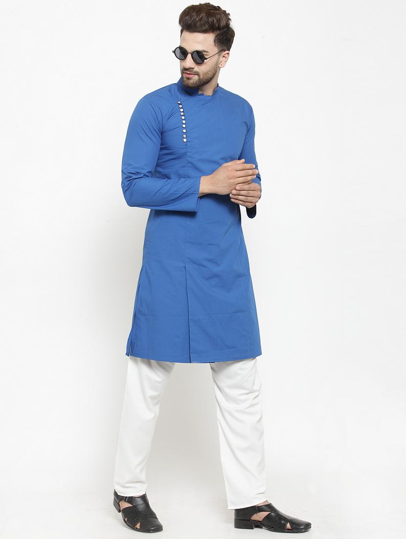 men solid mandarin neck long kurta - 21962083 -  Zoom Image - 0