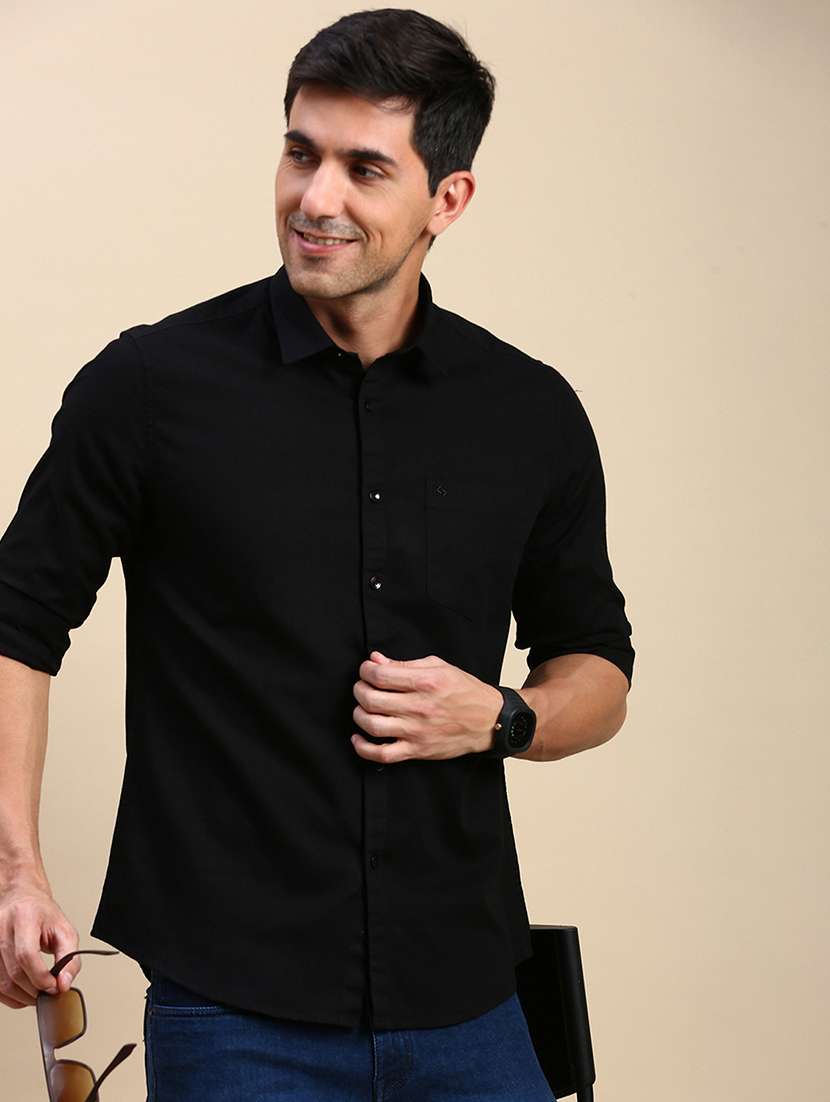 men solid long sleeve regular fit casual shirt - 21962099 - Zoom Image - 0