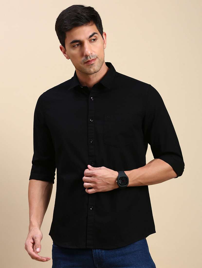 men solid long sleeve regular fit casual shirt - 21962099 - Standard Image - 2
