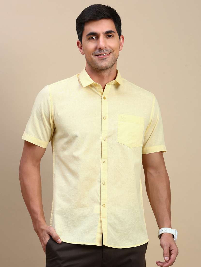men solid short sleeve regular fit casual shirt - 21962102 -  Standard Image - 2