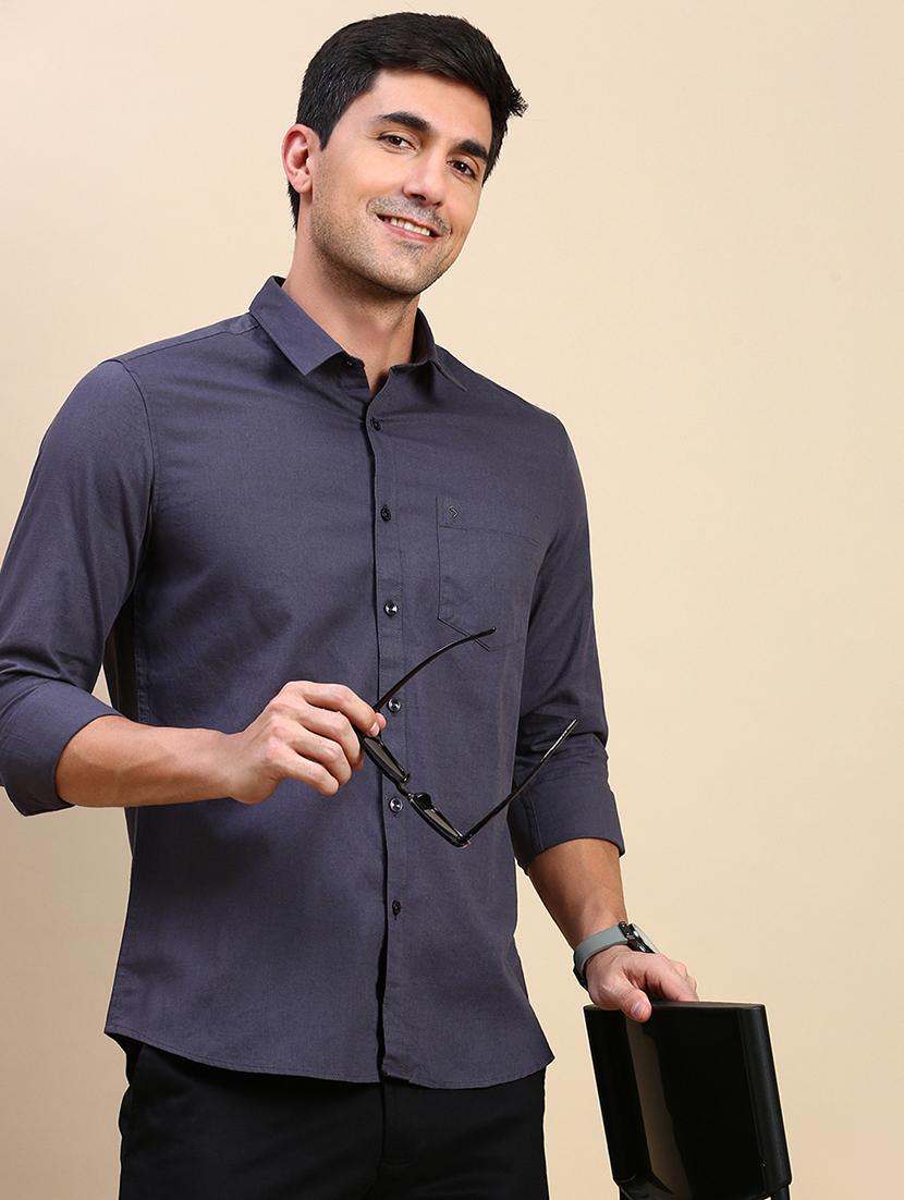 men solid long sleeve regular fit casual shirt - 21962103 - Zoom Image - 0