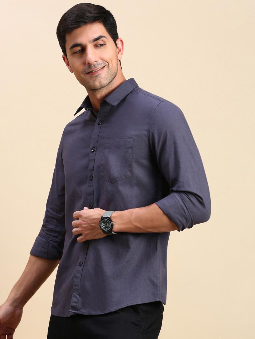 men solid long sleeve regular fit casual shirt - 21962103 - Standard Image - 2