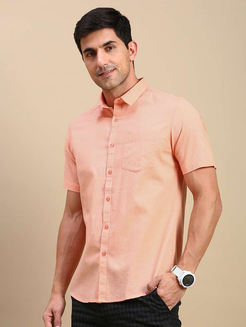 men solid short sleeve regular fit casual shirt - 21962108 -  Standard Image - 2