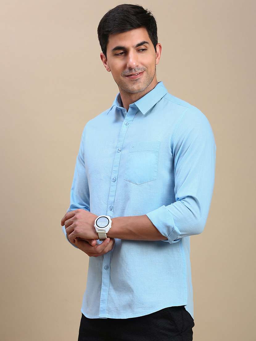 men solid long sleeve regular fit casual shirt - 21962109 -  Standard Image - 2