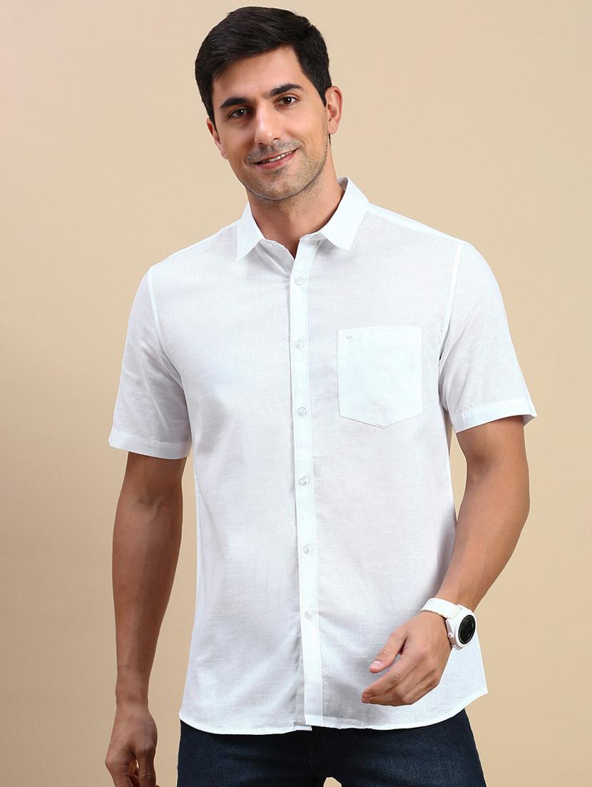 men solid short sleeve regular fit casual shirt - 21962112 - Standard Image - 2