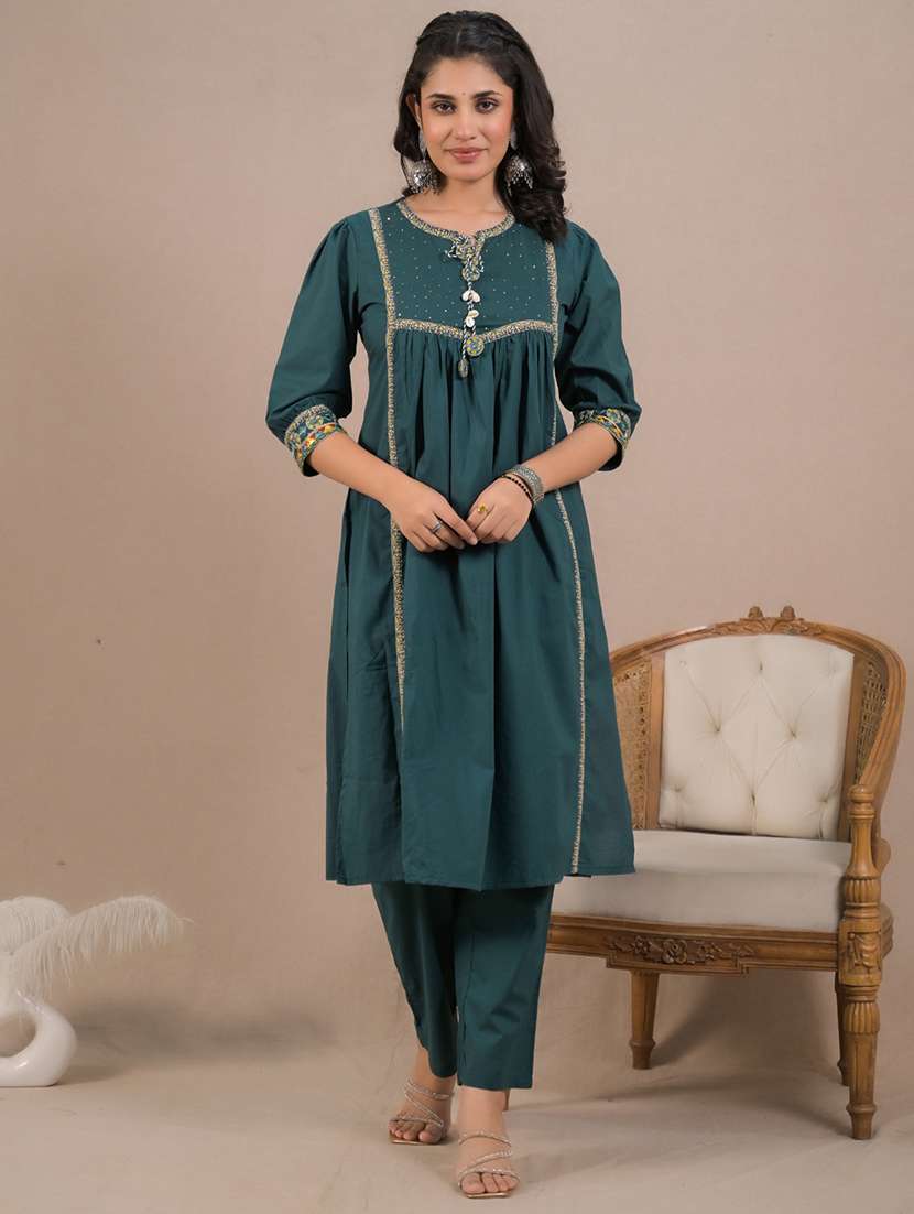 women three quarter sleeve kurta pant with dupatta set - 21962168 -  Standard Image - 2