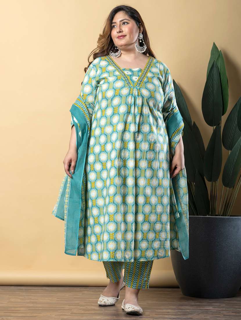 women three quarter sleeve kurta pant with dupatta set - 21962172 -  Standard Image - 2