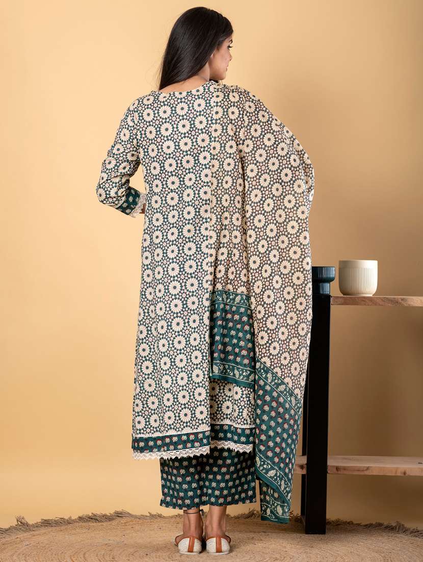 women three quarter sleeve kurta pant with dupatta set - 21962178 -  Standard Image - 2