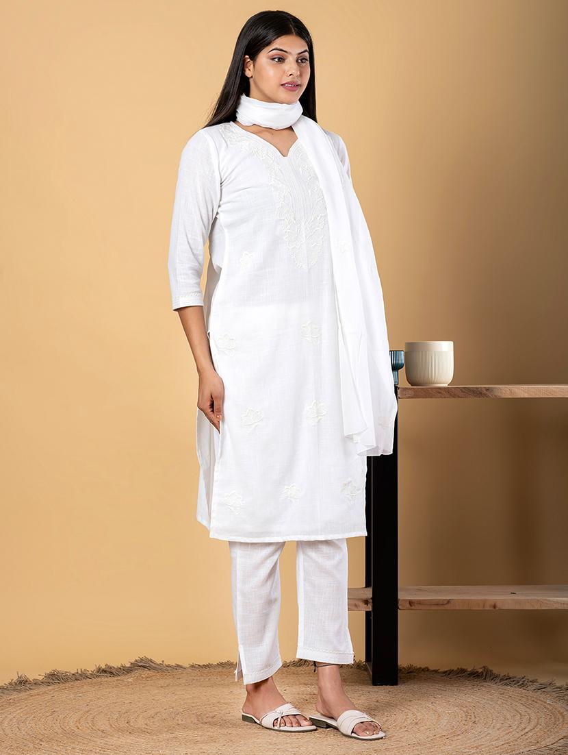 women three quarter sleeve kurta pant with dupatta set - 21962183 -  Standard Image - 2