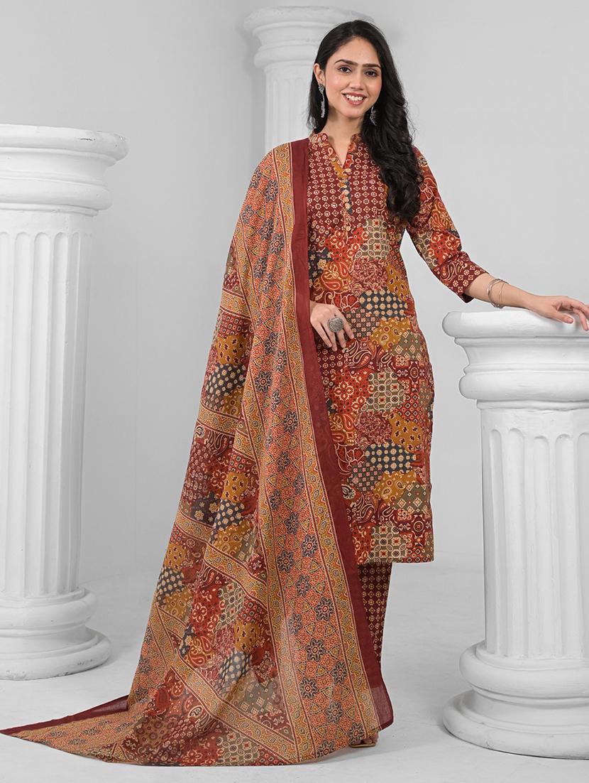 women three quarter sleeve kurta pant with dupatta set - 21962228 - Standard Image - 2