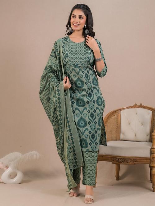 women three quarter sleeve kurta pant with dupatta set - 21962230 -  Standard Image - 0