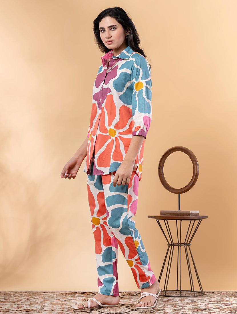 women three quarter sleeve ethnic co-ord set - 21962323 - Standard Image - 2