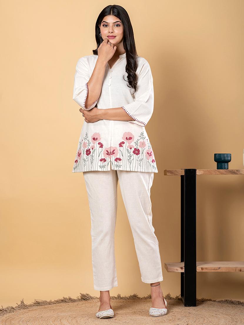women three quarter sleeve ethnic co-ord set - 21962326 - Standard Image - 2