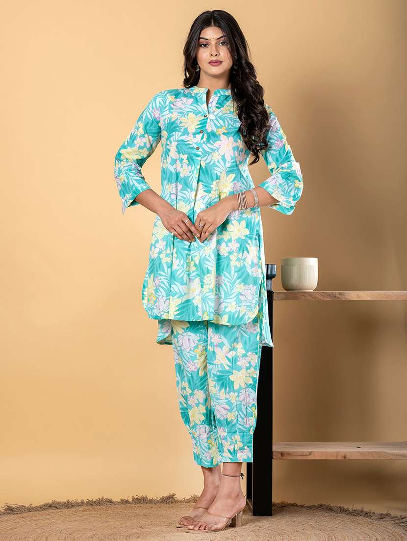 women three quarter sleeve ethnic co-ord set - 21962330 -  Standard Image - 2