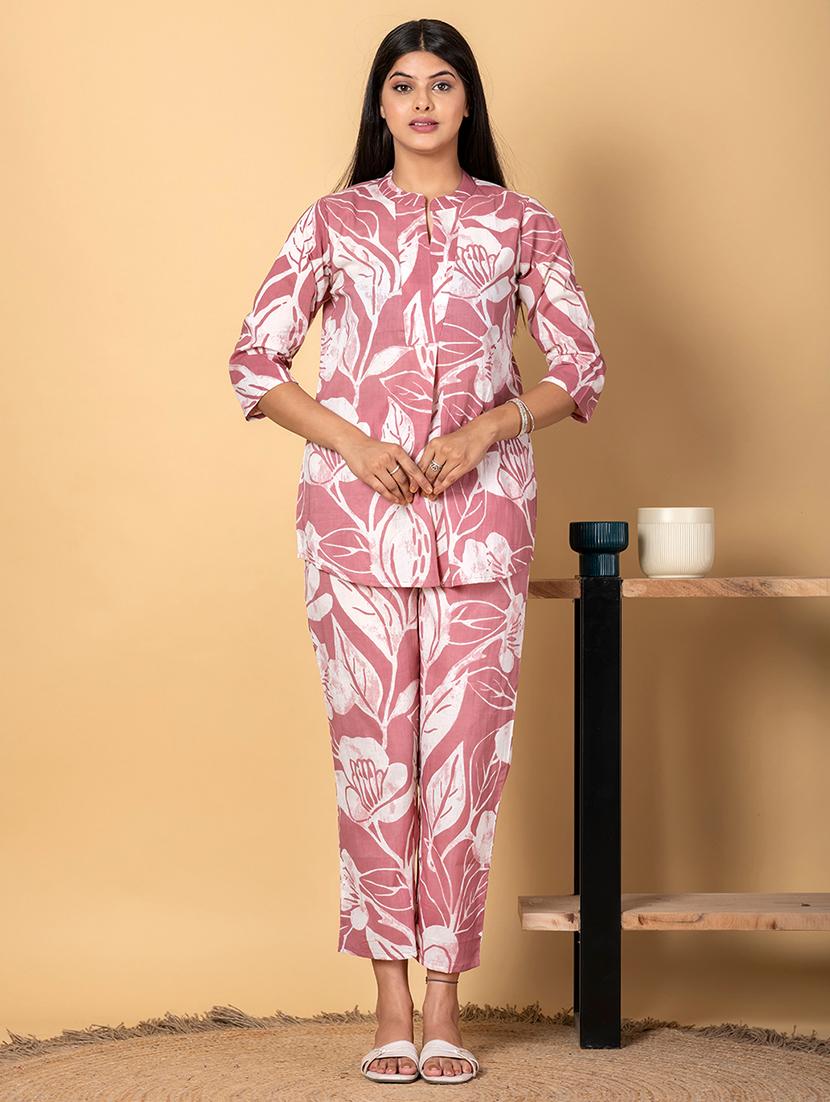 women three quarter sleeve ethnic co-ord set - 21962336 - Standard Image - 2