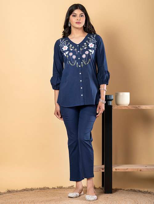 women three quarter sleeve ethnic co-ord set - 21962345 -  Standard Image - 0