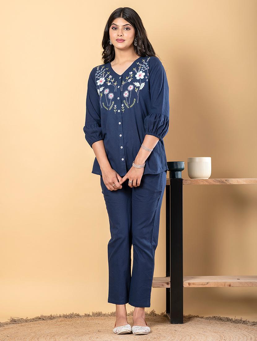 women three quarter sleeve ethnic co-ord set - 21962345 - Standard Image - 2