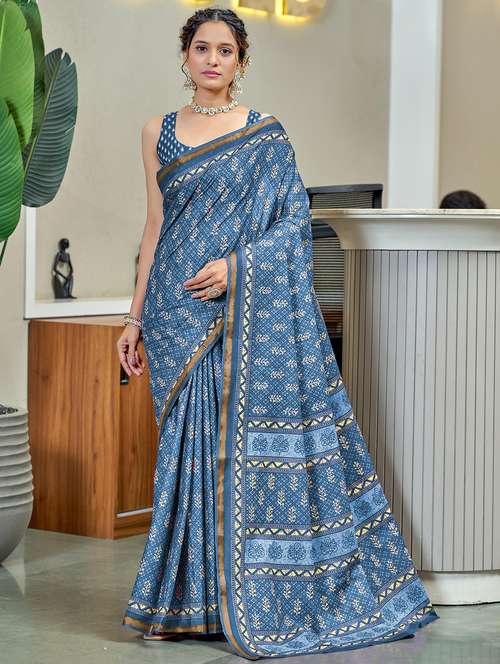 women printed casual wear saree with blouse - 21962399 -  Standard Image - 0