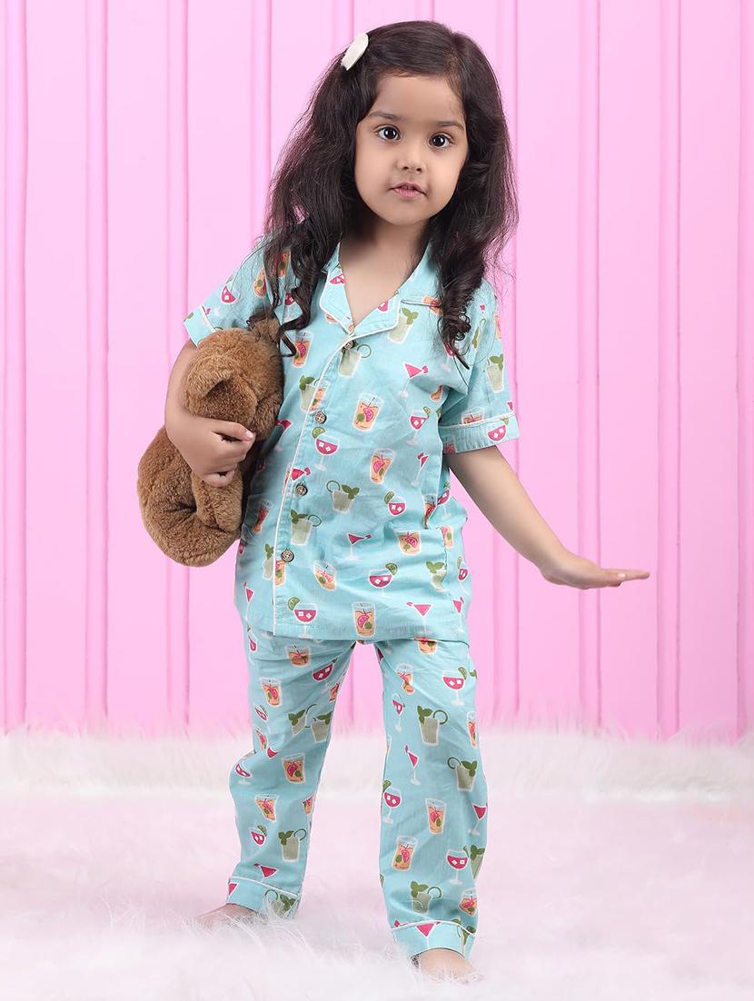 girls printed nightwear pyjama set - 21962405 - Standard Image - 2