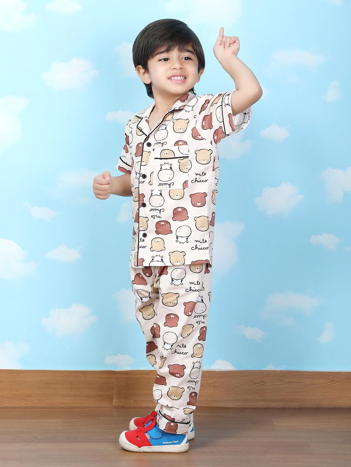 animal print cotton brown pyjama set - 21962409 - Standard Image - 2