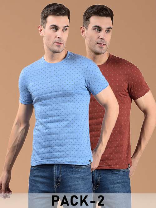 men pack of 2 printed short sleeve slim fit t-shirt - 21962444 -  Standard Image - 0