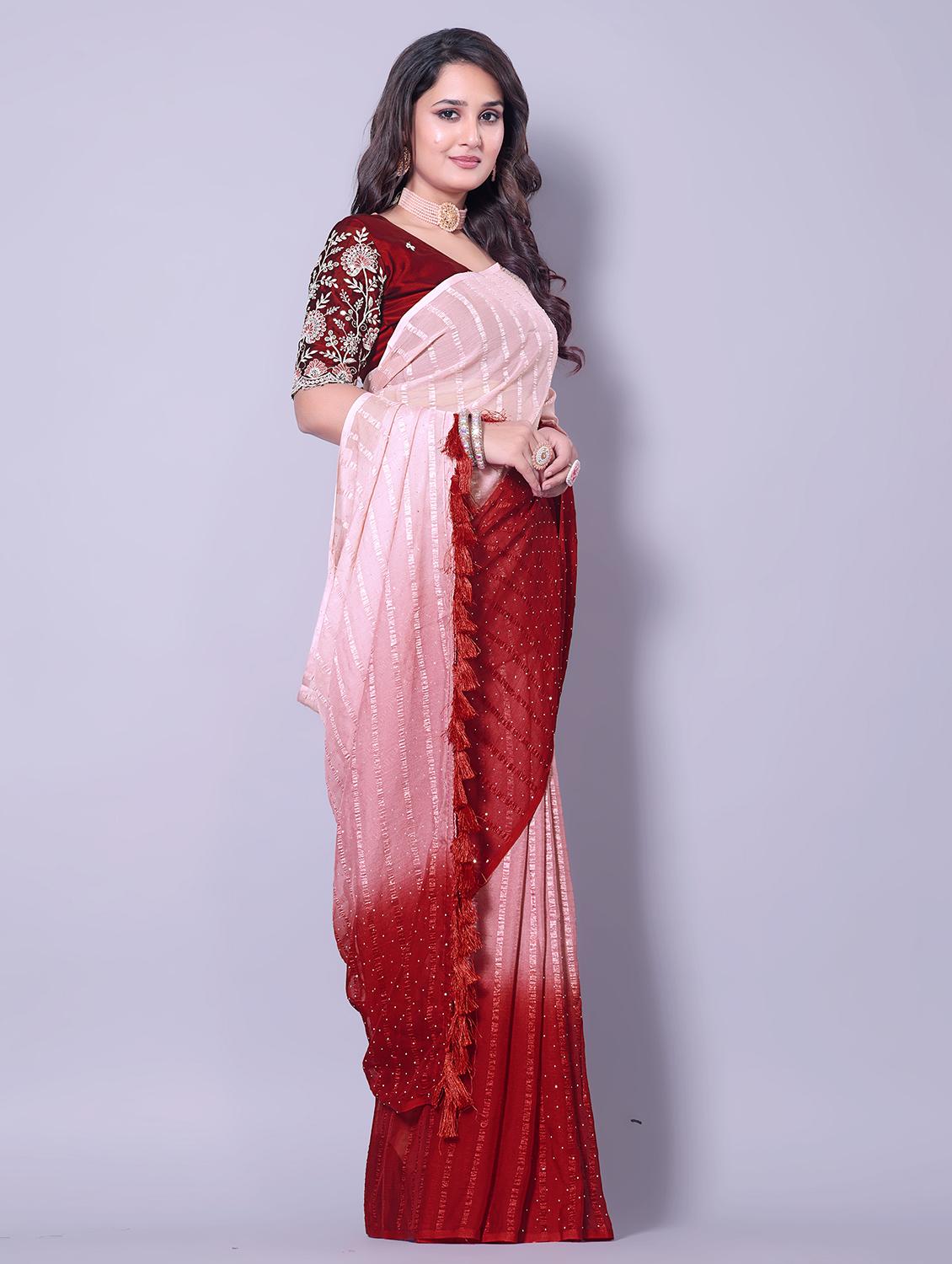 women ombre printed saree with blouse - 21962465 - Standard Image - 2