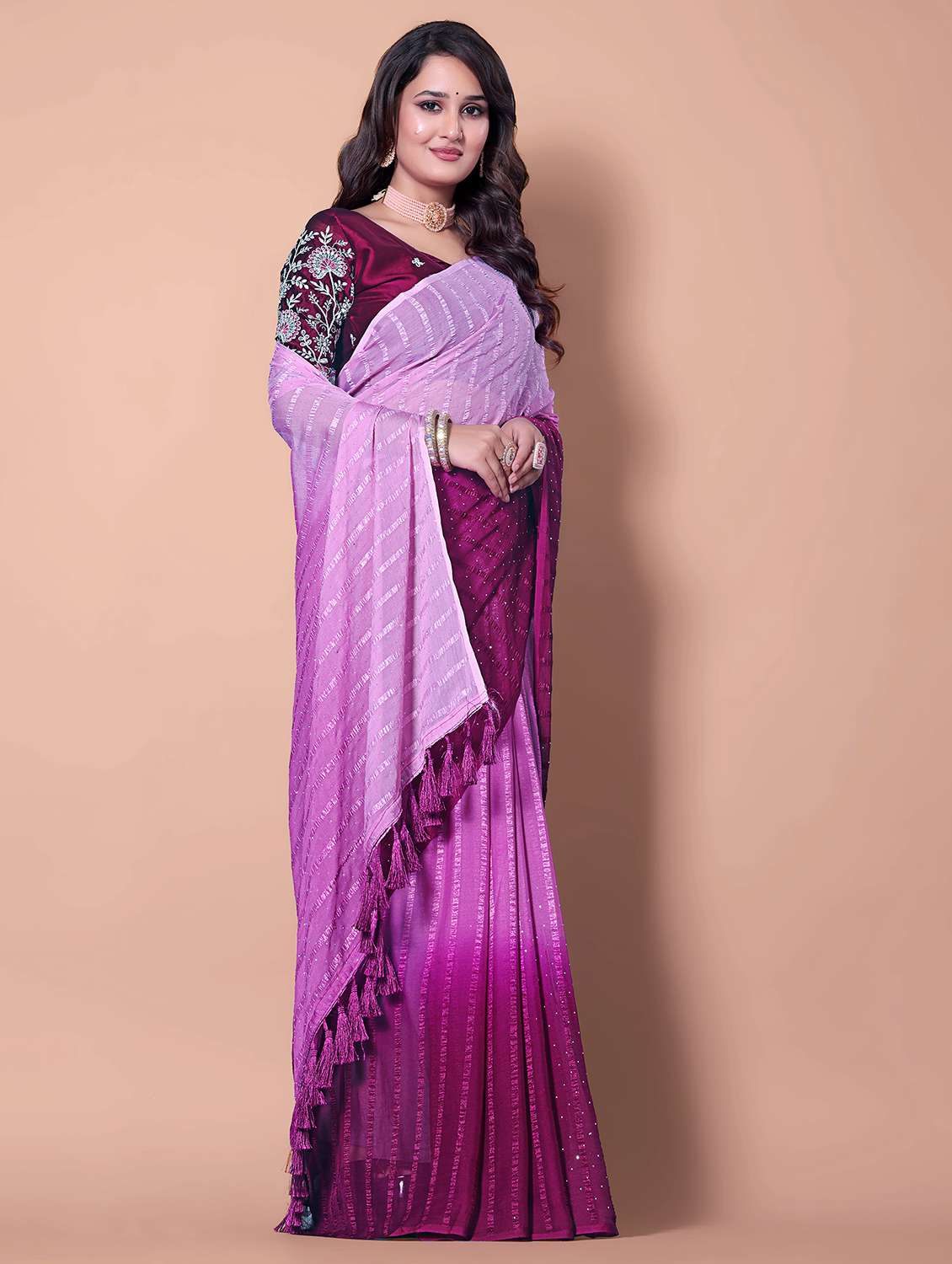 women ombre printed saree with blouse - 21962469 -  Standard Image - 2